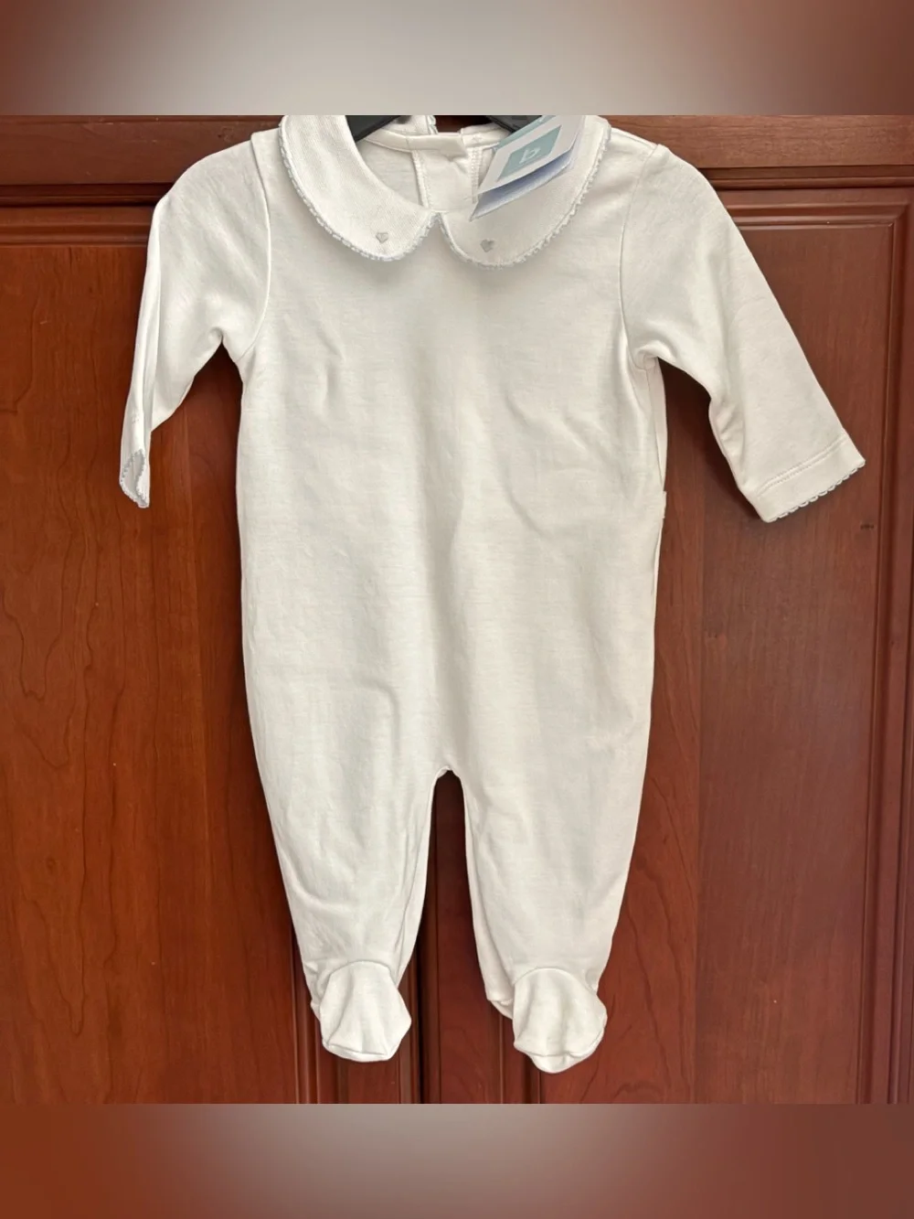 Bella Bliss White Footed One-Piece with Scalloped Peter Pan Collar NWT 6M